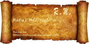 Rafaj Mátyás névjegykártya